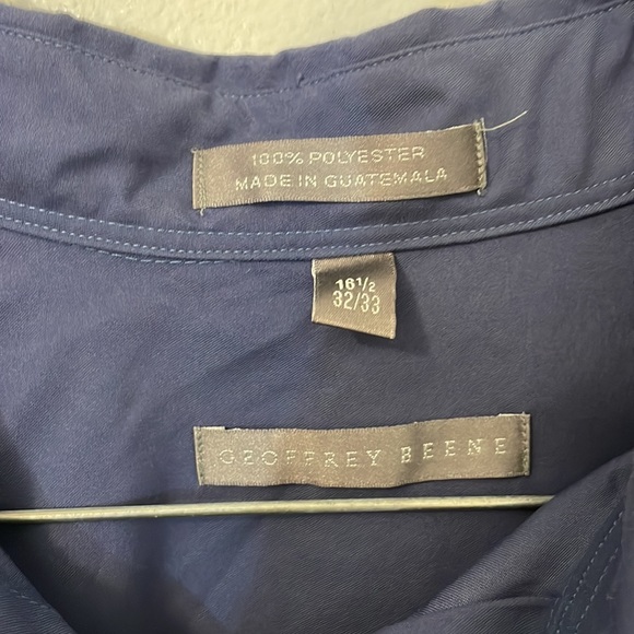 Geoffrey Beene long sleeve large button down gray dress shirt 100% polyester - Picture 3 of 7